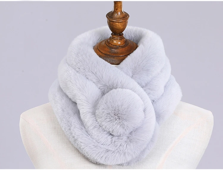 

Light Grey Dark Grey Crochet Rex Rabbit Fur Winter Scarf Fur Neck Warmer Shawl Infinity Scarf Women Men Winter Ladies