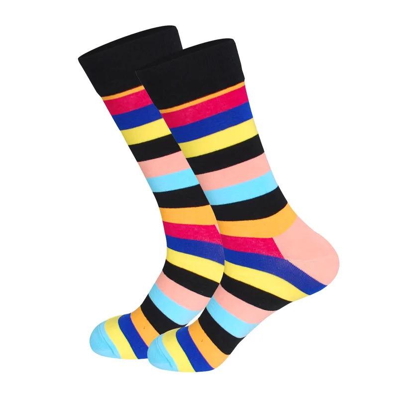 LIONZONE, 1 пара, мужские Забавные 3D носки, Calcetines, носки для мужчин, Chaussette Homme, цветные полосатые теплые носки, Компрессионные носки - Цвет: 1808-1