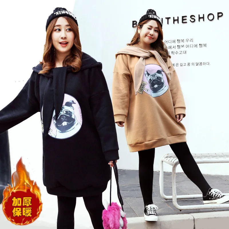 

2018 autumn and winter extra large size women's loose cap, medium-length thickened and plump MM