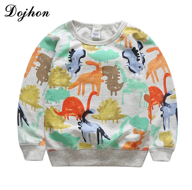 

Cute New Graffiti Jurassic Dinosaur Kids Sweatshirts cartoon Painting Tees Baby Clothes For Boys Girls Tops Children Clothing