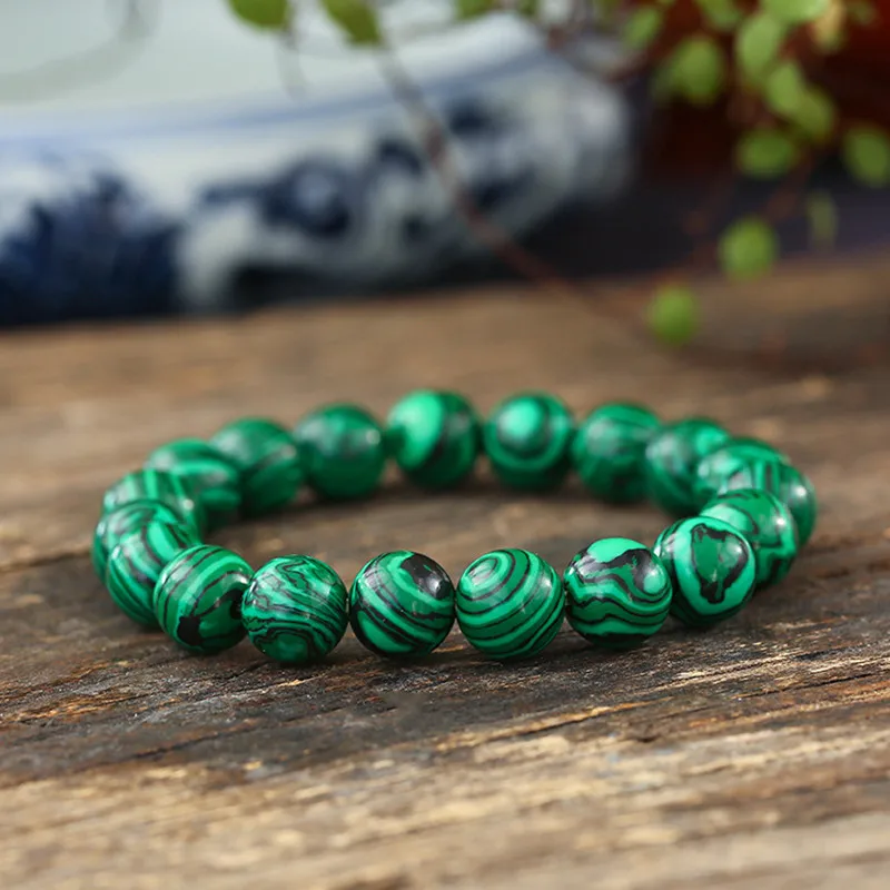

Natural Malachite Stone Beaded Bracelets Women Men 6-12 mm Charm Beaded Crystal Stone Brcelet DIY Accessories Gift Droship