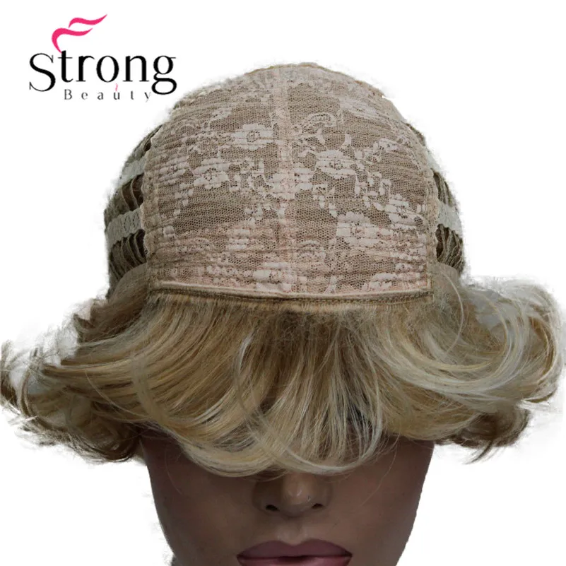 L-427B 24H613 Women's Wig Wavy Curly Golden Blonde mix blonde Short Synthetic Hair Full Wig (6)