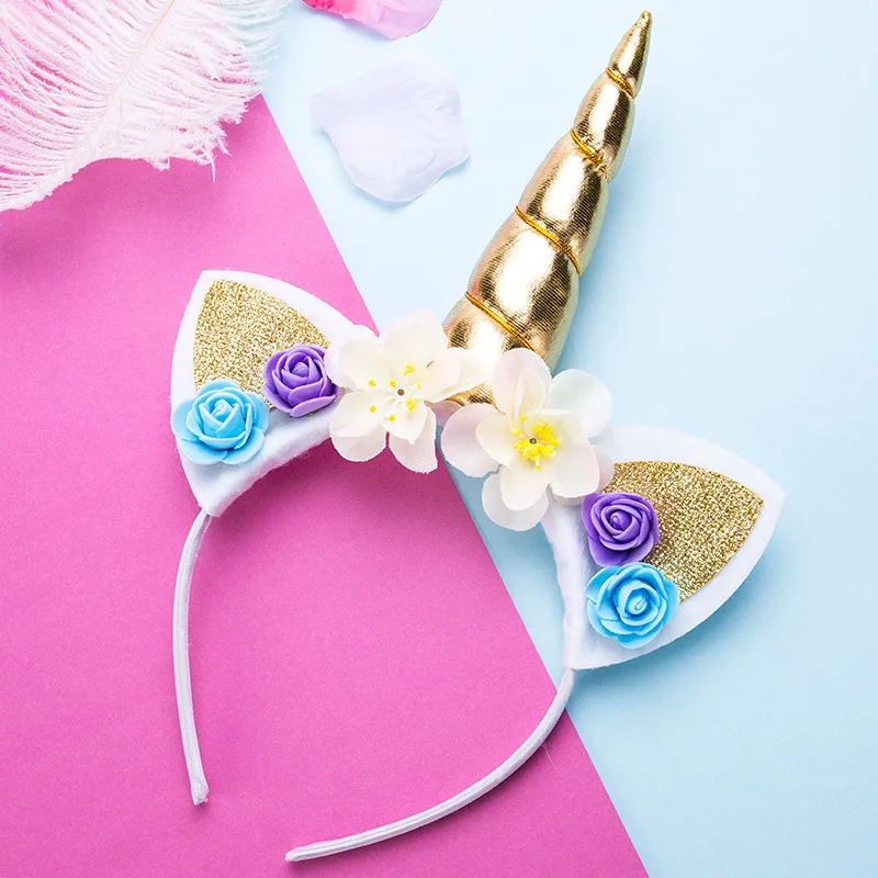 

Cute Unicorn Girls Flower Cat Ears Headbands Children Headwear Photo Props Party Hair Hoop Hairbands Kids Hair Accessories