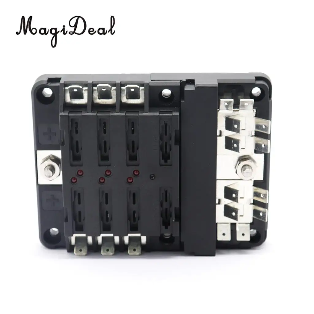 MagiDeal Boat Automotive 6 Way Modular Terminal Blade Fuse Box with LED Indication Yacht  Dinghy Replaccement Parts Accessories