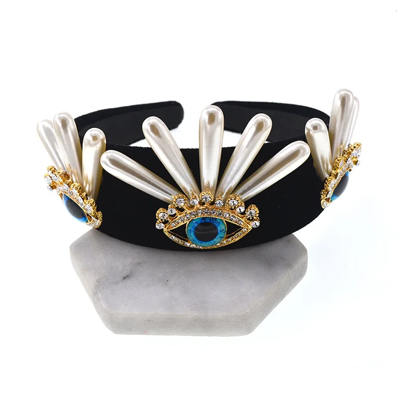 

Jewelled Hair Band Baroque Gemstone Black Hairband Diamond Women Vintage Hair Accessories for Girls Decoration Kawaii Head Band