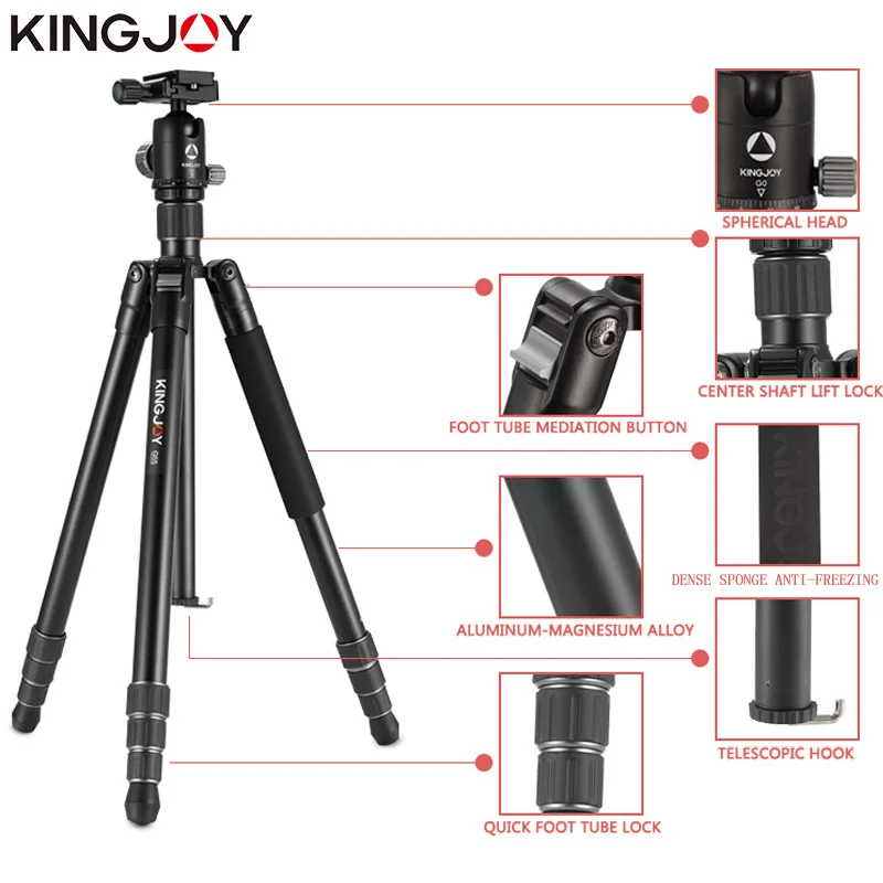  KINGJOY G55 Camera Tripode Flexible Stand Monopod Dslr For All Models Professional Video Para Movil