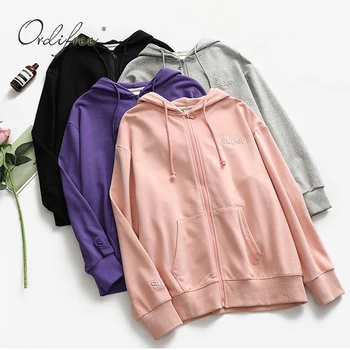 

Ordifree 2019 Autumn Winter Women Hooded Sweatshirt Hoodies Casual Outwear Solid Hooded Jacket Coat