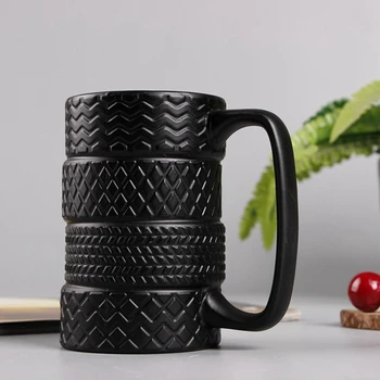 

400ML Tire Shape Office Coffee Mug Personalized Ceramic Milk Tea Water Beer Drinking Cup Non-slip Tumbler Drinkware Gift