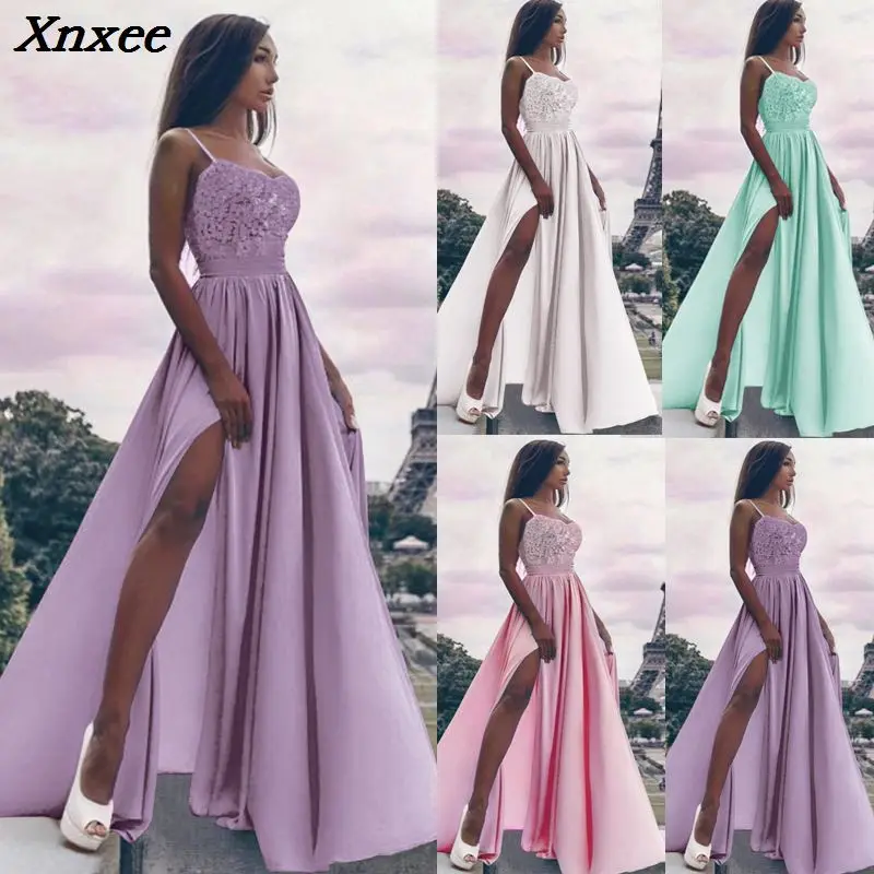 

Xnxee New 2018 Women Summer Evening Party Dress A-Line Long Dresses Elegant Maxi Vestidos De Festa High Split Femme Sexy Dresses