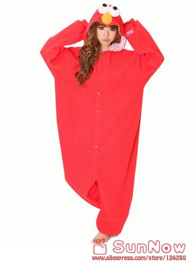 Взрослых Для женщин Для мужчин Улица Сезам Красный Элмо Комбинезоны костюм комбинезон животных Косплэй пижамы зима флис пижамы Хэллоуин Вечерние