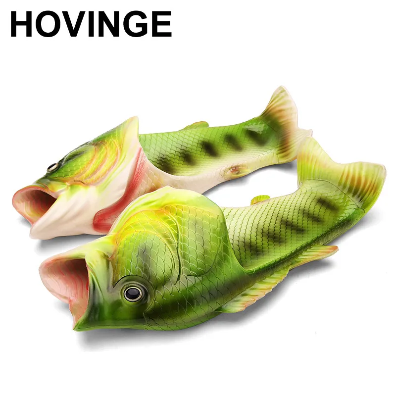 

HOVINGE Bomlight Personality Shoes Men Sandals Fish Slippers Mens Flip Flops Fish Sandals Beach Strange Slippers Sandalias De