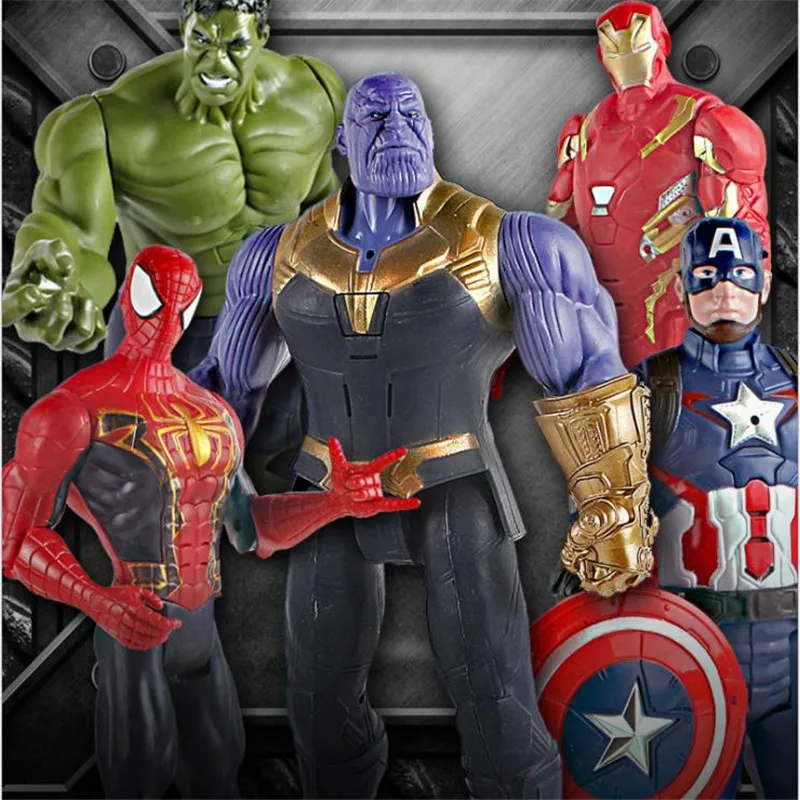 

30cm Marvel Avengers Toys PVC Thanos Hulk Buster Spiderman Iron Man Captain America Wolverine Black Panther Action Figure Doll