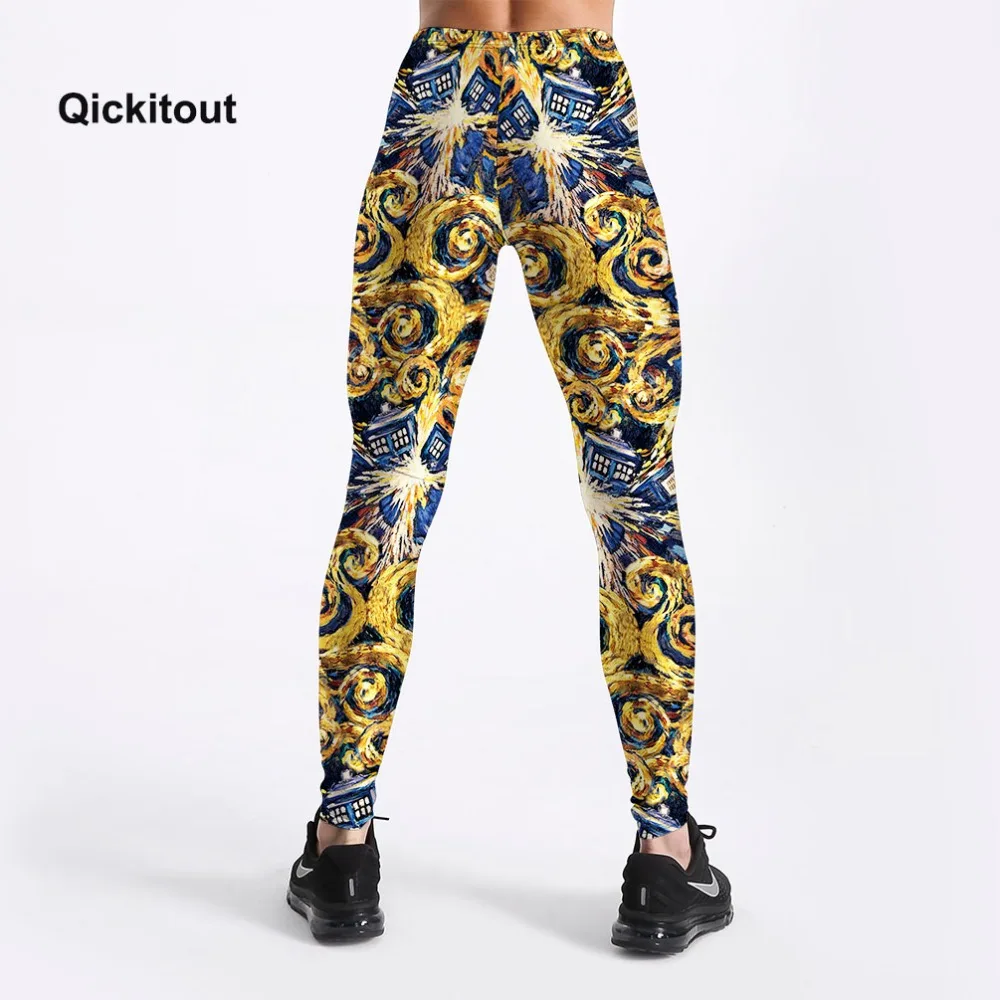 Qickitout Леггинсы для женщин 2018 Прямая доставка фитнес брюки девочек для прекрасный мультфильм кошка и утка печатных