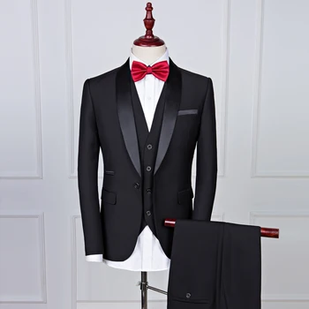 

2020 new mens suit 3-piece suit (suit Blazer + vest + pants) wedding party dress suit high quality mens suits