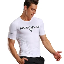 Футболка спортивная мужская Спортивная Футболка С Коротким Рукавом Рашгард Мужская гимнастическая майка для фитнеса футболки для бега компрессионная тонкая рубашка короткая блуза для мужчин