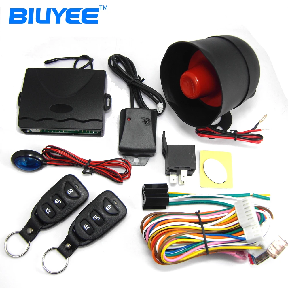 BIUYEE One Way Car Alarm System Auto Central Lock Vehicle Protection Security System Keyless Entry Siren