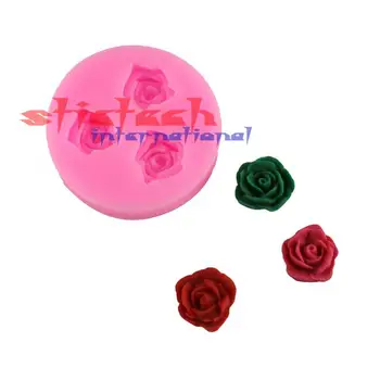 

by dhl or ems 1000 pieces 3 Rose Cook Tools Wedding Decoration Baking Silicone Mould Fondant Molds DIY Cake candy Sugar Craft