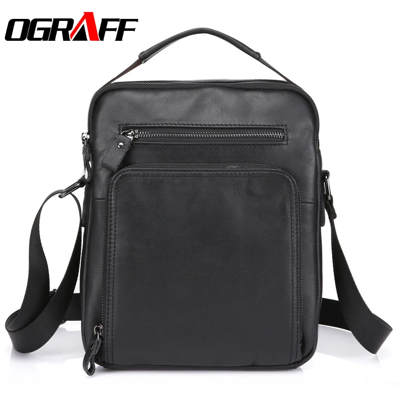 OGRAFF Genuine Leather Men Bag Handbags Men Messenger Bags Briefcases Large Capacity Men Crossbody Bags Designer