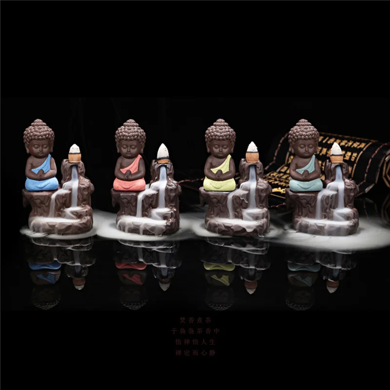 

New chinese buddha ceramic incense burner censer holder set with joss sticks home living room bedroom office decor decoration