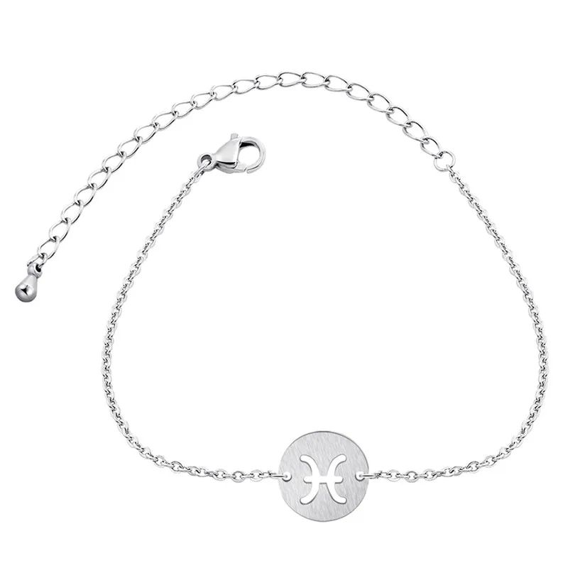 

Stainless Steel Constellation Bracelet Women Astrology Jewelry Gold Silver Capricorn Aquarius Pisces Zodiac Sign Charm Bff Gift
