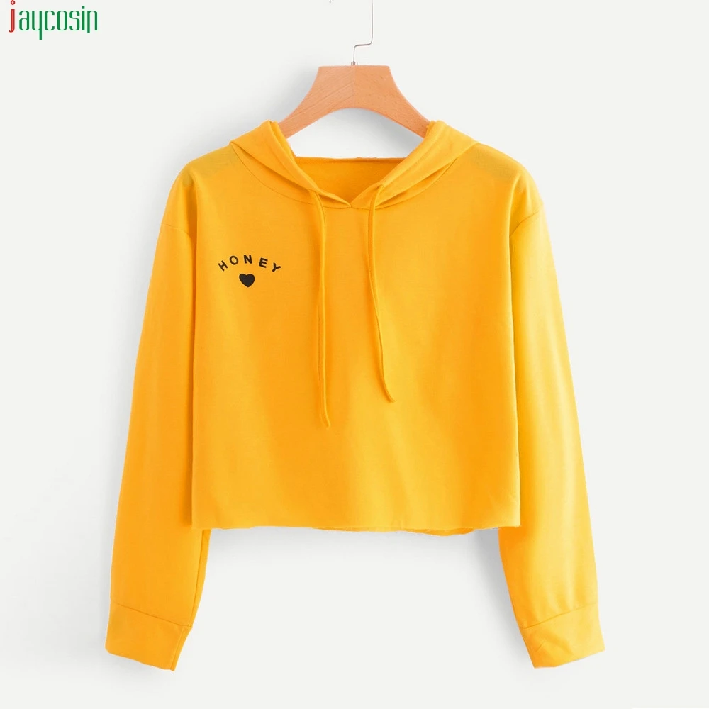 

JAYCOSIN new fashion hoodies women sweatshirts Long Sleeve Solid Color Letter Round Neck Hooded Sweatshirt Top Harajuku Pullover