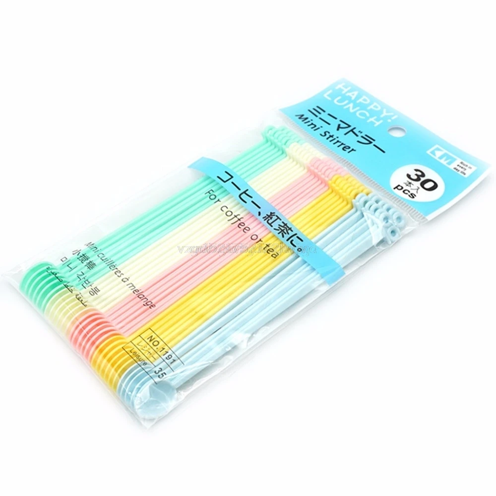 

30Pcs Candy Color Plastic Spoon Long Handle Coffee Tea Ice Cream Milk Sauce Glue Stirring Tableware Mr26 19 Dropship