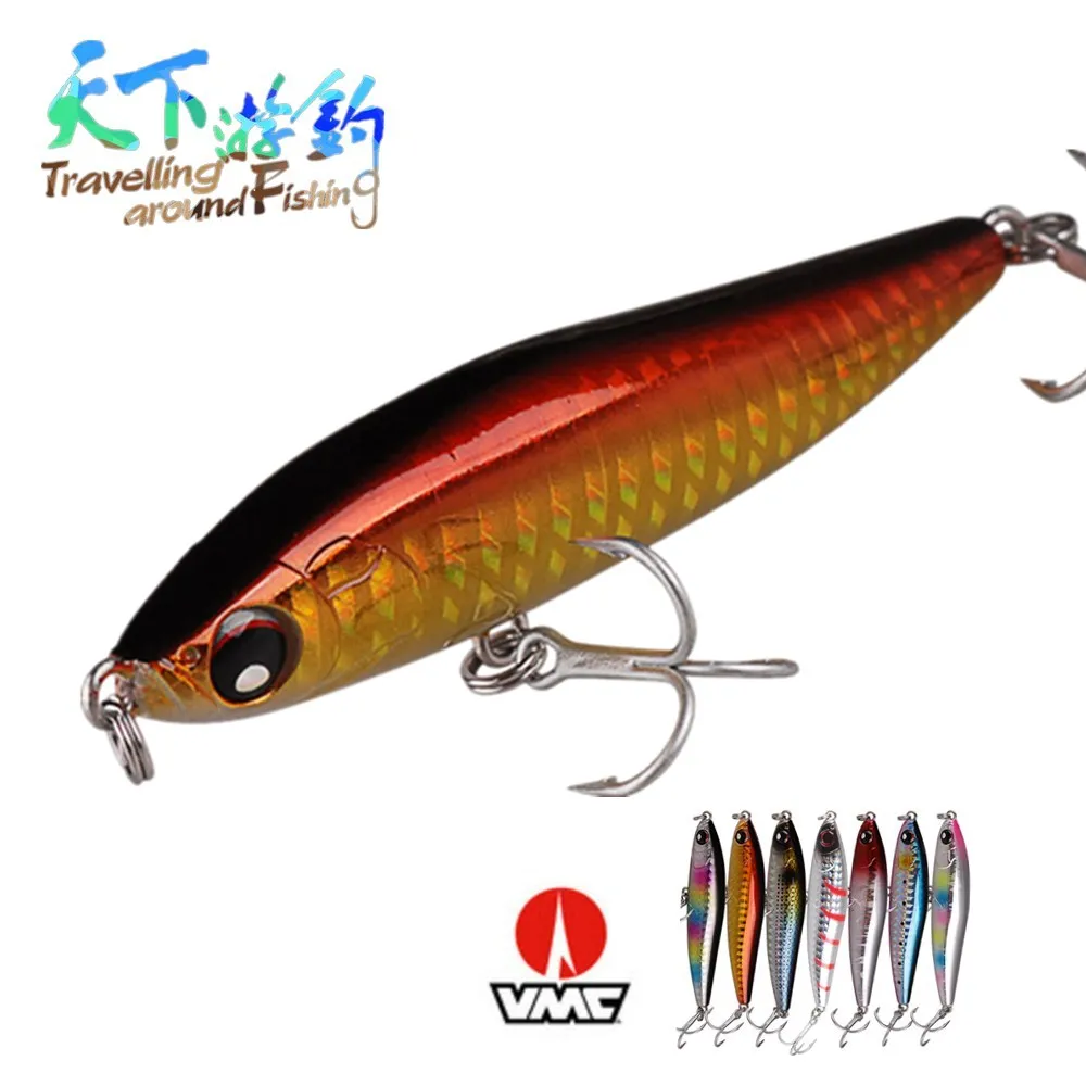 

TAF 8cm 19g Sinking Pencil Fishing Lure VMC Hook 3D Eyes Isca Artificial Hard Bait for Carp Fishing Para Pesca Peche Wobblers