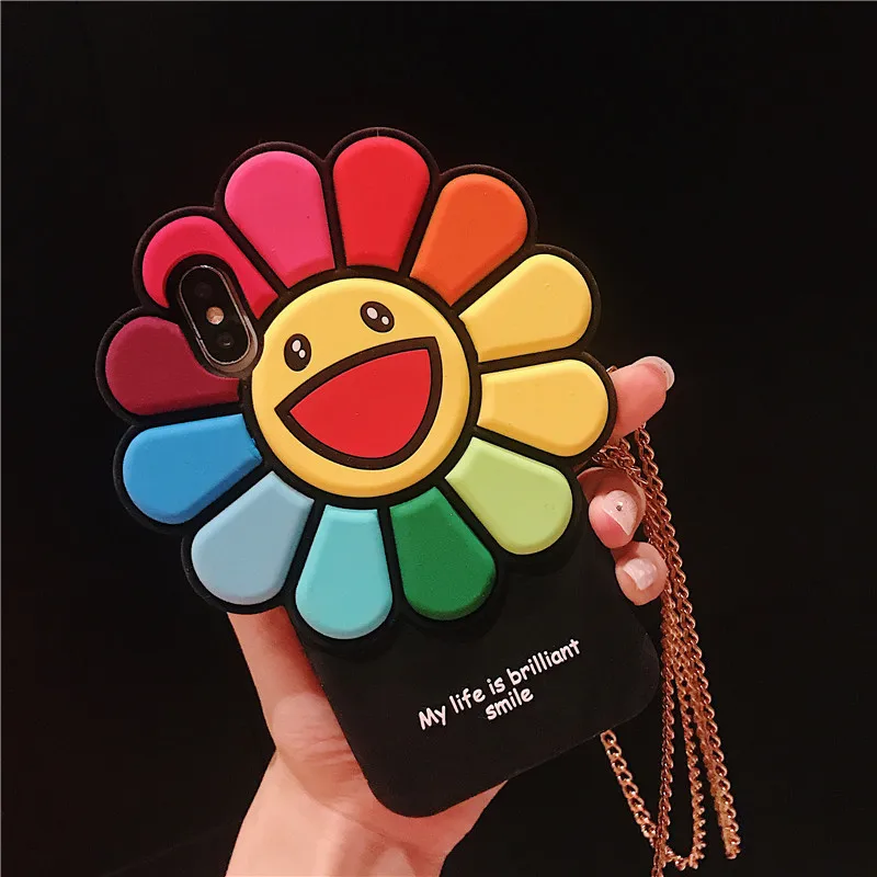 Murakami Takashi KaiKai KiKi Rainbow Flower Phone Case For Apple Iphone 6 6s 7 8 Plus X XR XS MAX Silicone 11 pro max Cover Capa