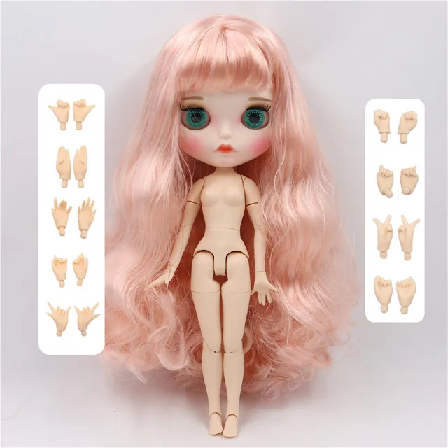 doll with hand AB Ледяная фабрика blyth кукла 1/6 игрушка белая кожа соединение тела золотой микс розовые волосы матовое лицо пользовательская кукла 30 см - Цвет: doll with hand AB
