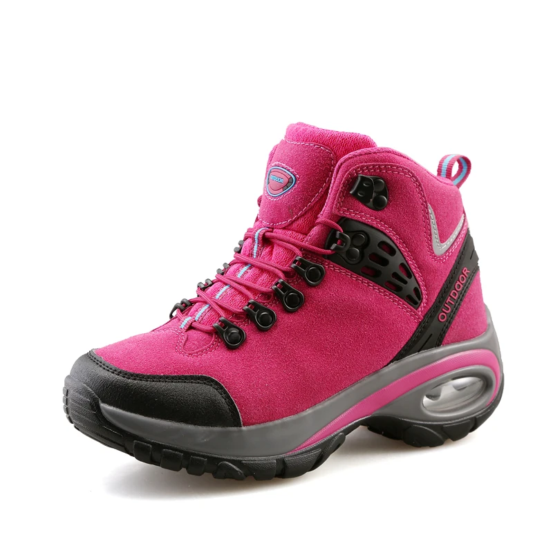 Ibuller Women Genuine Leather Outdoor Hiking Shoes Waterproof Anti-skid Climbing Trekking Boots Size 35-40 HS111