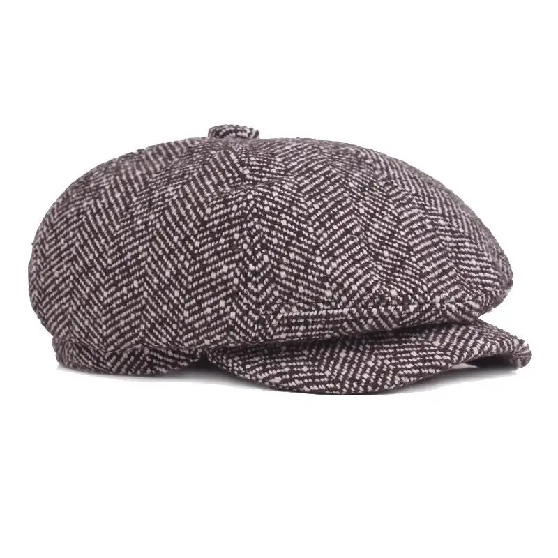 2018 New Tweed Gatsby Newsboy Cap Men Autumn Winter Hat Golf Driving Flat Cabbie Flat Berets Hat Peaky Blinders Hat Bone Unisex mens berets for sale