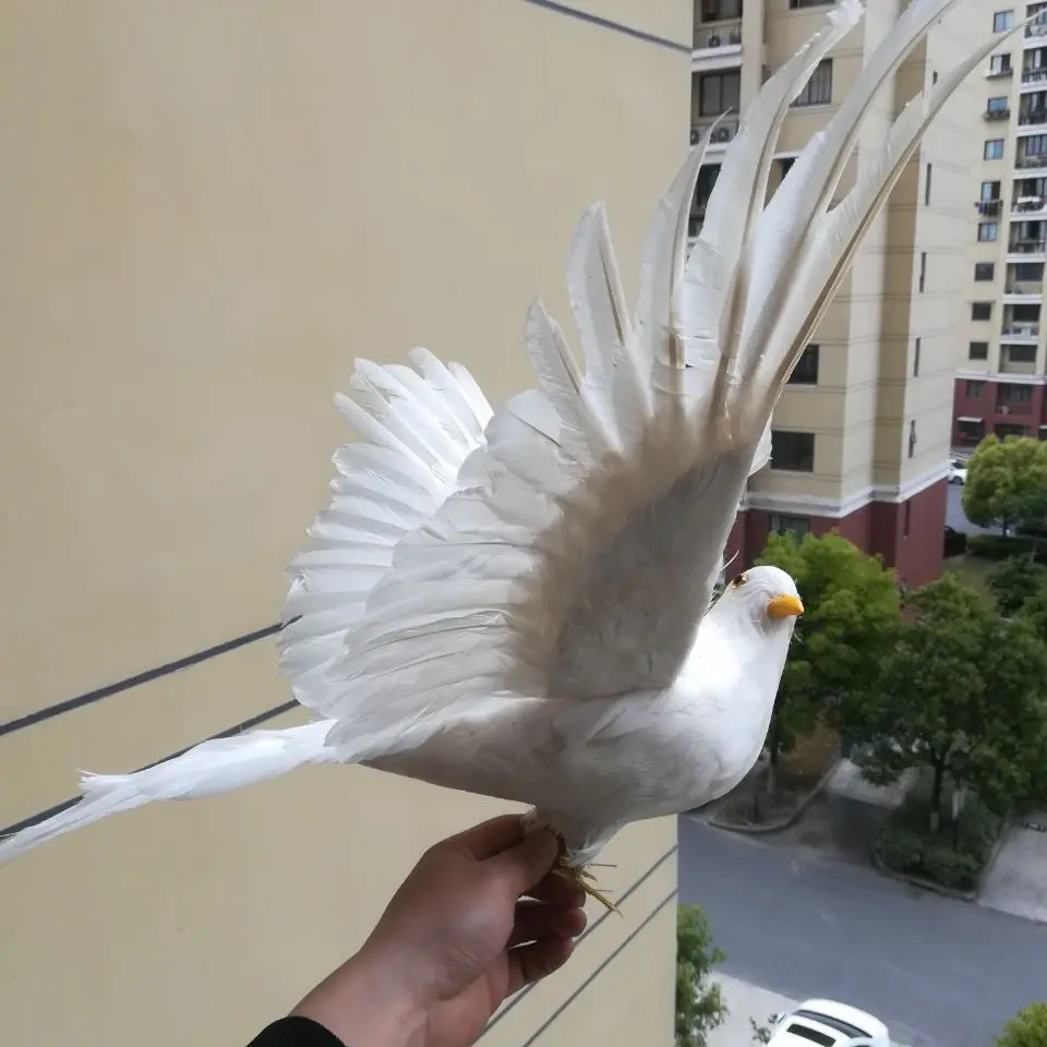 real life Bird white feathers dove model large 45x65cm spreading wings peace bird garden decoration filming prop toy gift h1299 крылья ангела white feathers flying swallow wings