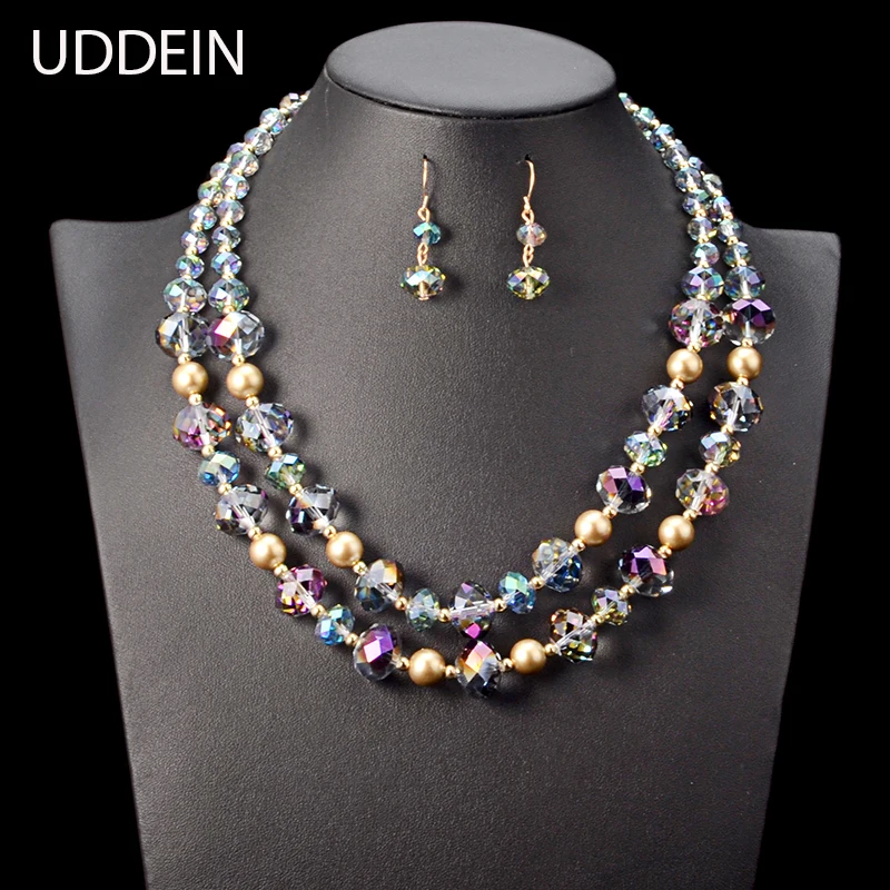 UDDEIN African beads jewelry set Layer Crystal Necklace & Pendant Vintage Statement Chokers Nigerian Wedding Indian Jewelry Sets
