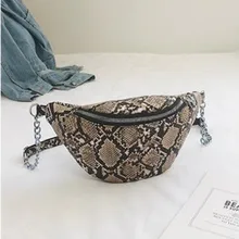 New Style Fashion Snake Pattern Chain Shoulder Waist Bags Fanny Pack Travel Waist Festival Money Belt PU Leather Holiday