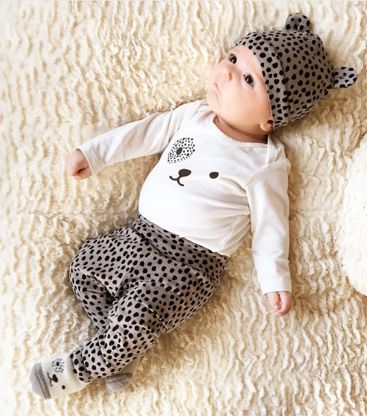 Newborn Baby 3pcs set Long sleeves baby Girl Clothes Cute girls Top