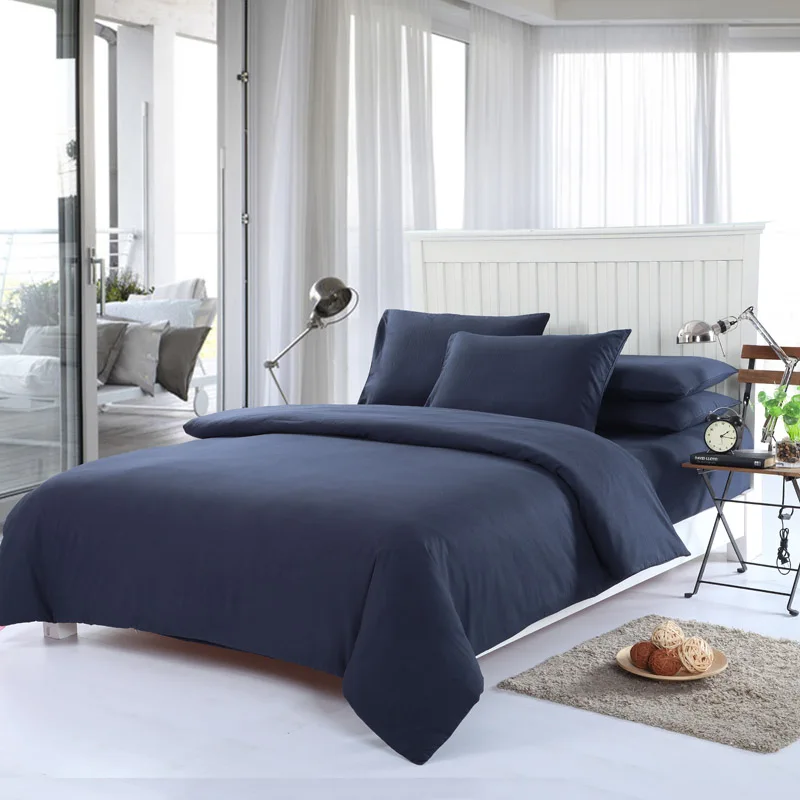

Simple Color Bedding Set Twin Double Queen King Size Print Sheet 2pcs Pillowcase /1Quilt/1Duvet Cover bedspreads 4pcs/set
