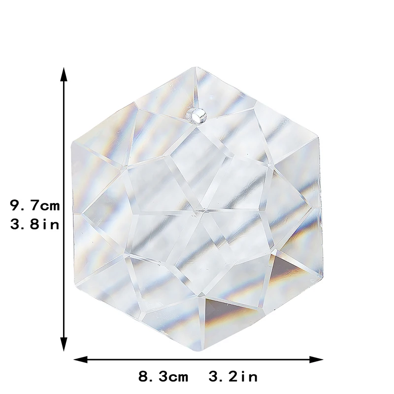 H&D 100mm Glass Crystal Chandelier Pendant Craft Art Rainbow Hexagram Prism Suncatcher Hanging Ornament Fengshui Xmas Gift Decor