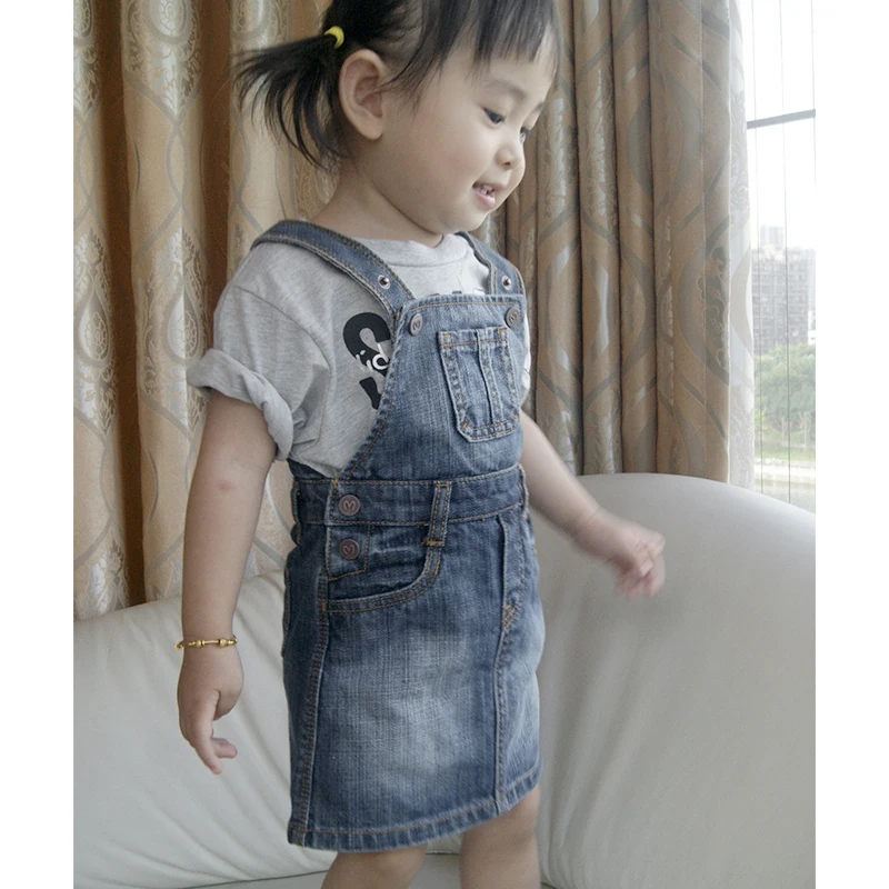 1 Baby Girls Denim Dresses Mini Sundresses Jumpsuits Newborn Infant Toddler Bebe Kids Leopard Straps Suspender Cotton A-line