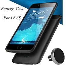 Двойное время использования! 5000 mAh Умный Магнитный задний ТПУ бампер Аккумуляторный блок питания зарядное устройство чехол для i 6 6 S черный с автомобильным держателем