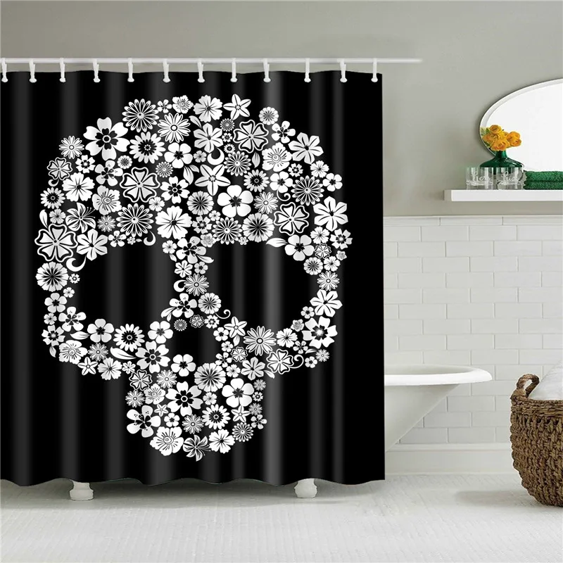 3D печать цветы череп высокое качество моющиеся занавески экран для ванной комнаты украшения полиэстер ткань занавеска для душа - Цвет: C0526