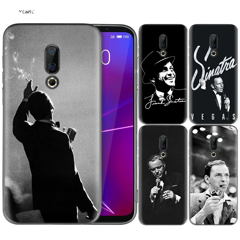 

Silicone Case for Meizu 16 16th M6T Black Dark Coque Shell Cell Phone Tpu Cover Dull Polish Frank Sinatra lovely