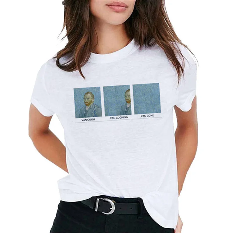 Van Gogh Oil Art женская футболка с принтом Футболка Повседневная новая уличная футболка графическая футболка в стиле Харадзюку женская одежда