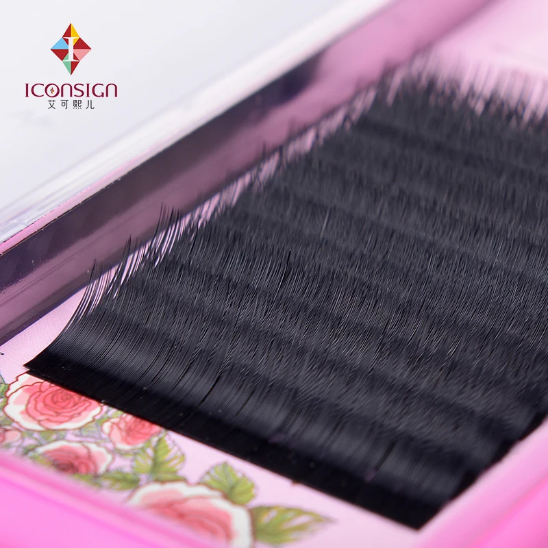 

Wholesale deep black color silk material J/C curl 8-12mm individual lashes eyelash extensions