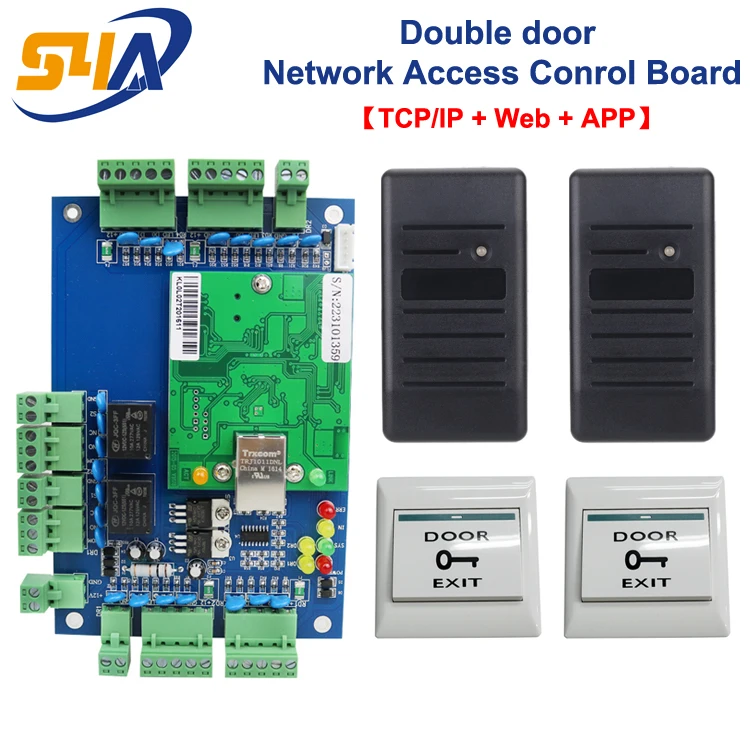 

Double Door IP Controller + 2pcs Mini RFID Card Reader + 2pcs Exit Button