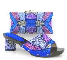 Blue Top Fashion African Wedding Shoes And Bag Set Hot Sale Fashion Party Shoes And Bag Set Matched!HPK1-6