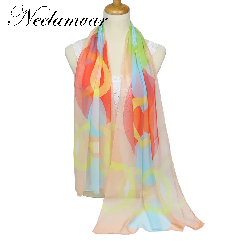 

2015 beautiful hot sale scarf women chiffon geogette colorful silk feeling scarf women 's summer sunblock shawls pashmina