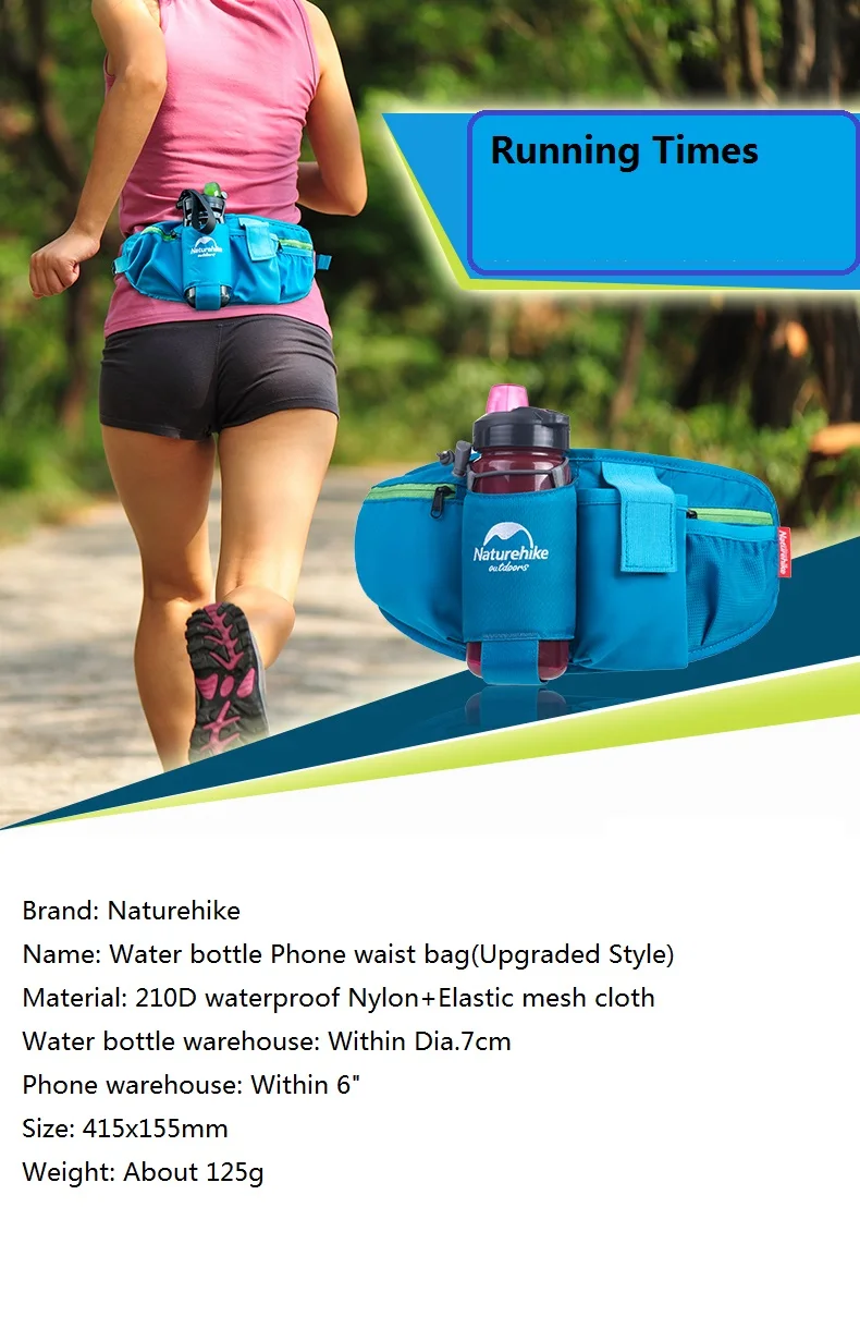 NatureHike Заводская распродажа, сумка на пояс для прогулок, бега, велоспорта, сумка на пояс, сумка на пояс с держателем для бутылки с водой, для смартфона, для ключей, денег
