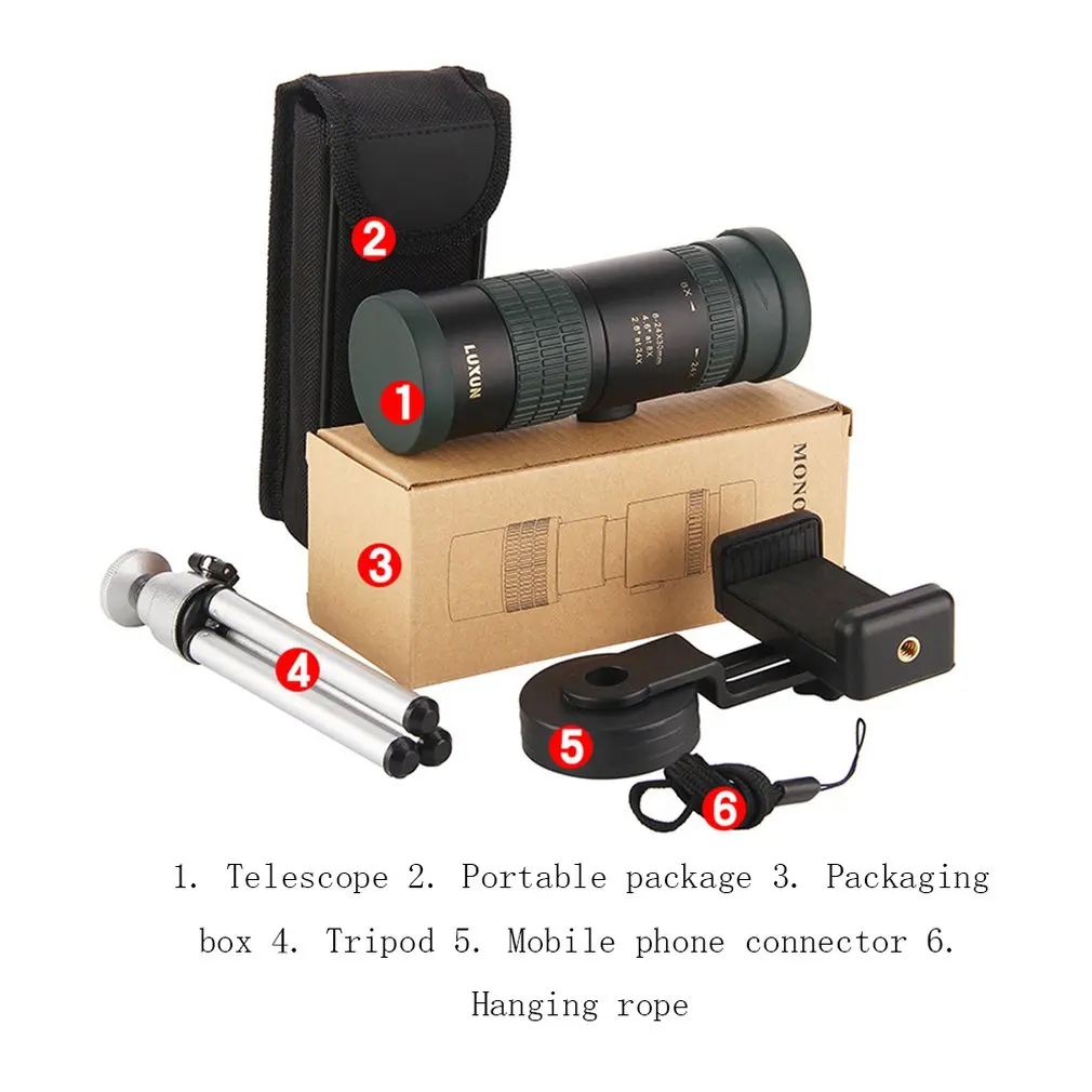 

Monocular Telescope 8-24X30 Zoom Telescope,Dual Focus Monocular Scopes with Smartphone Adapter & Tripod for Hunting Hiking