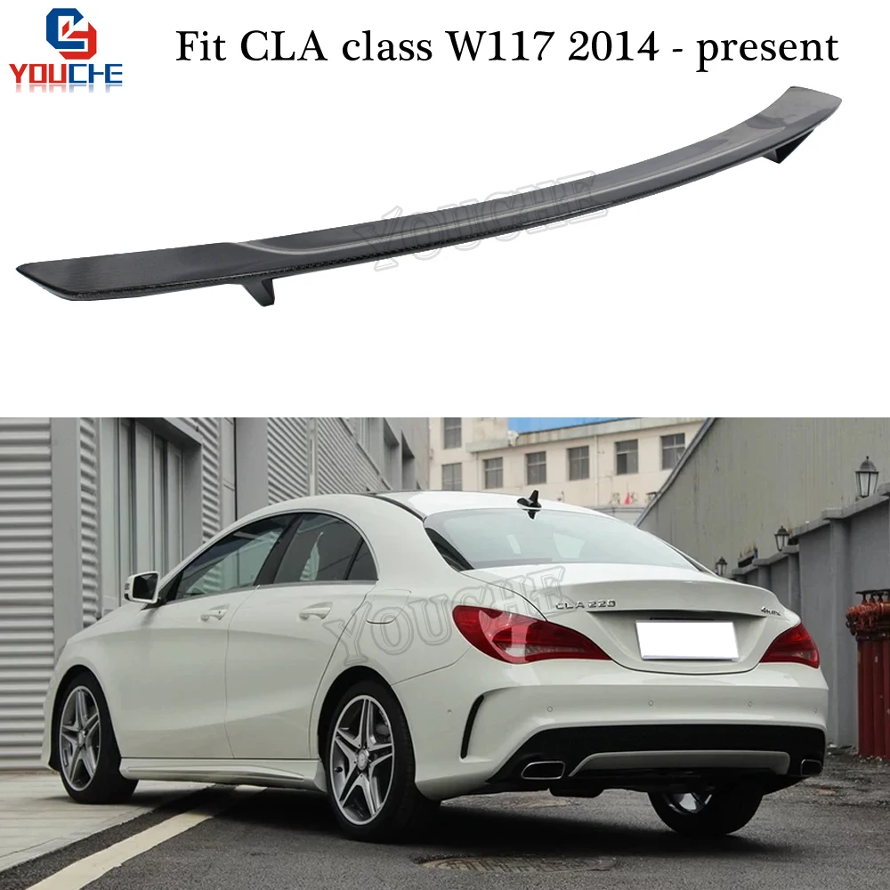 

W117 RT Style Carbon Fiber Trunk Spoiler for Mercedes CLA Class C117 CLA180 CLA200 CLA250 2014 + Rear Boot Lip Tail Wing
