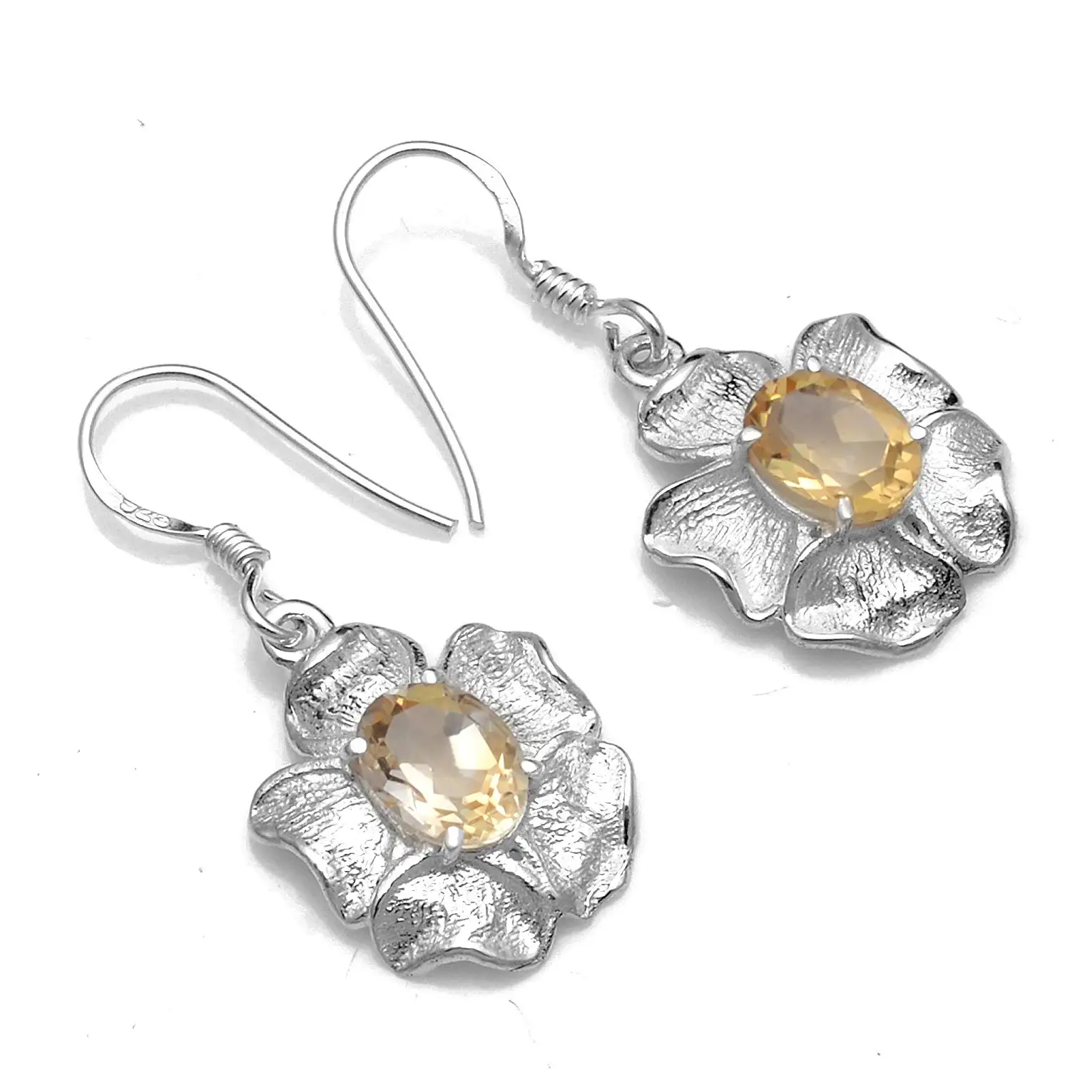 

Genuine Citrine 925 Sterling Silver Earrings, 31 mm, AE2525